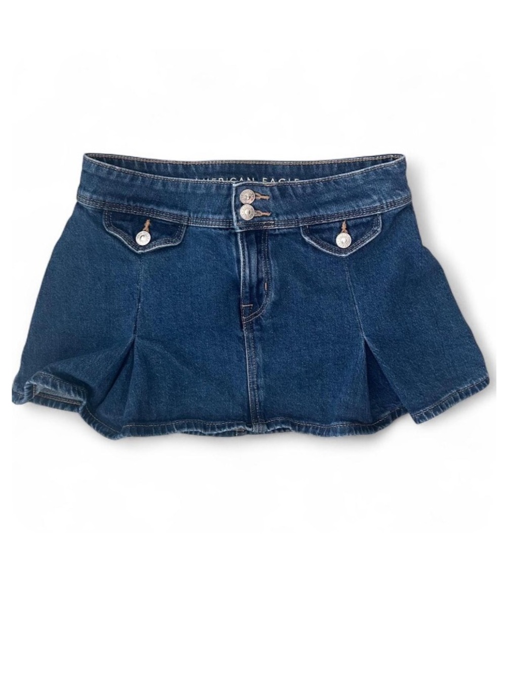 Y2K Style Low Rise Pleated Denim Mini Skirt Size 000